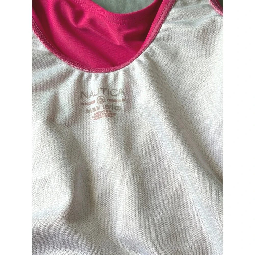 Nautica Girls Pink One Piece Swimsuit Hibiscus Sequin Graphic DO NOT‎ BUY